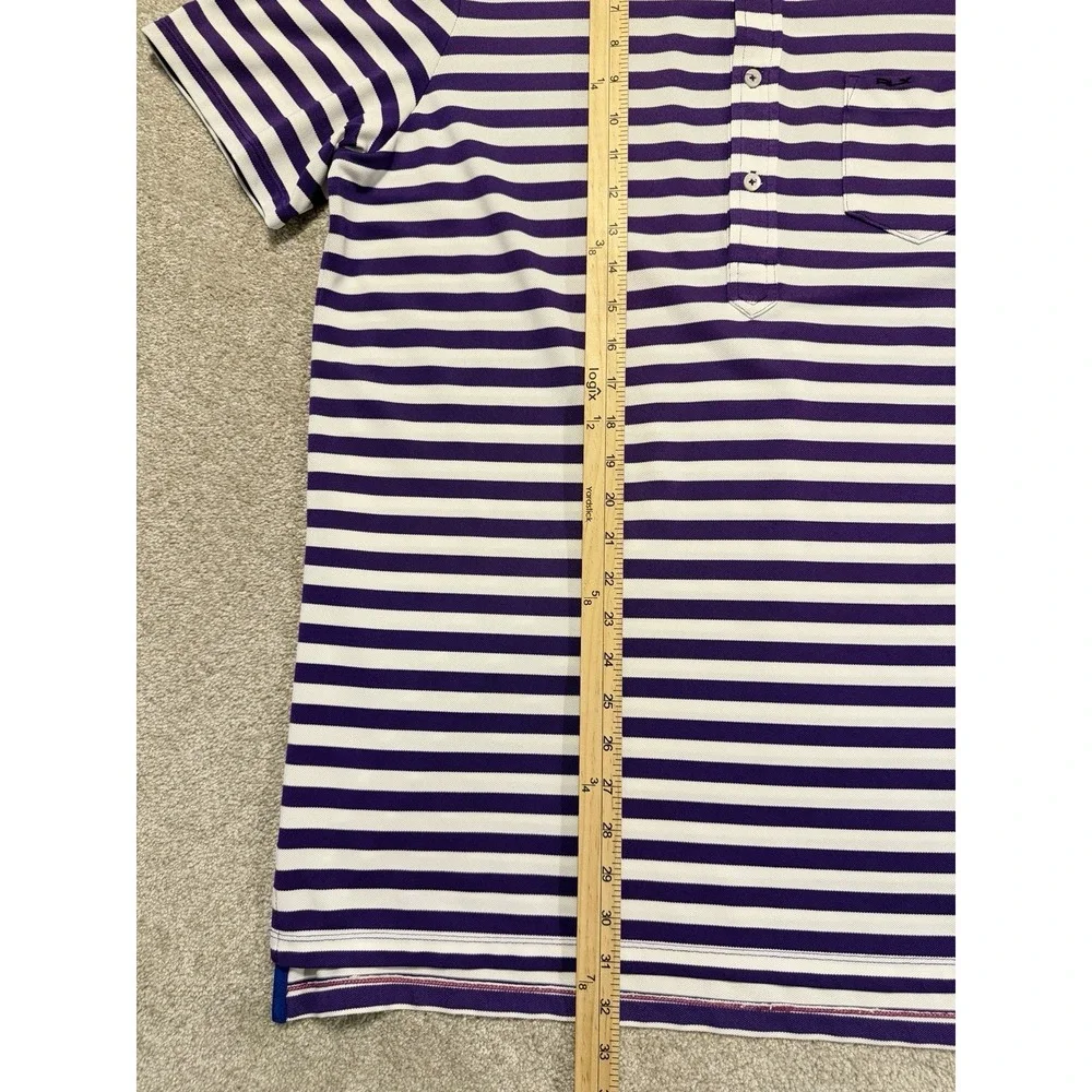 RLX Ralph Lauren Polo Shirt Mens L Purple Striped Short Sleeve Golf ⛳️